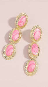 Lia Tiered Enamel Drop Earrings - Pink
